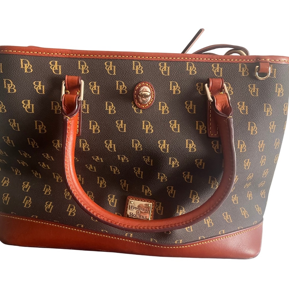 Dooney & Bourke Gretta Brown and Gold Signature Tote Satchel